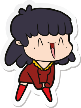 Bir insan tarafından çizilmiş bir karikatür kadının çıkartması.