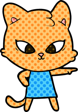 Bir insan tarafından çizilmiş sevimli çizgi film kedisi.