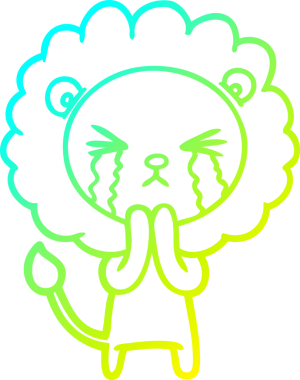 Bir insan tarafından çizilmiş ağlayan aslanın soğuk çizgi çizimi.