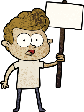 Bir insan tarafından çizilmiş çizgi film bakışlı adam.