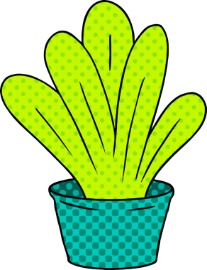 Bir insan tarafından çizilmiş yeşil bir bitkinin el çizimi karikatürü.