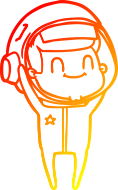 Bir insan tarafından çizilmiş mutlu bir astronotun sıcak çizgi çizimi