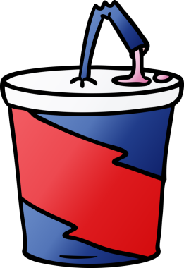 Bir insan tarafından çizilen el çizimi fast food içeceği karikatürü.