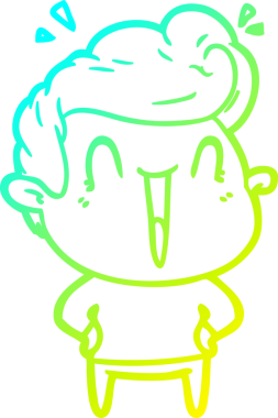 Bir insan tarafından çizilmiş, heyecanlı bir çizgi film çizimi.