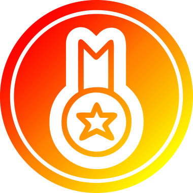 Bir insan tarafından çizilmiş sıcak gradyan bitiş ile madalya ödül ikonu