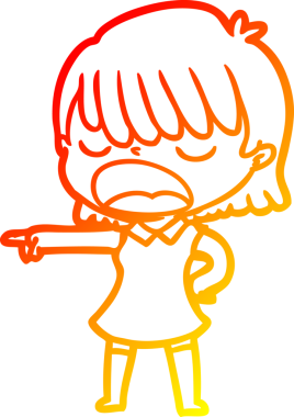 Bir insan tarafından yüksek sesle çizilmiş bir çizgi film kadını çizimi.