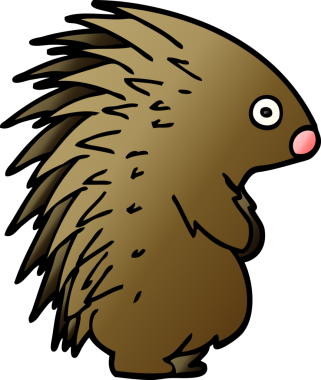 Bir insan tarafından çizilmiş çivili kirpi.