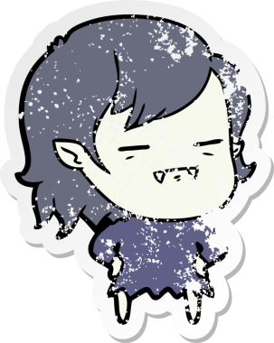 Bir insan tarafından çizilmiş ölümsüz vampir bir kızın sıkıntılı çıkartması.