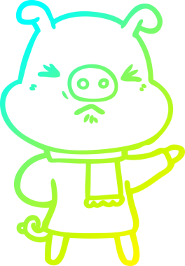 Bir insan tarafından çizilmiş kızgın bir domuzun soğuk çizgi çizimi.