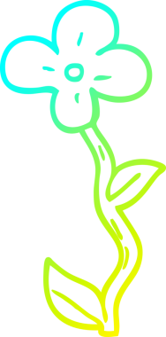 Bir insanın çizdiği karikatür çiçeğinin soğuk gradyan çizgisi.