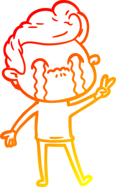 Bir insan tarafından çizilmiş ağlayan bir çizgi film karakteri çizimi.