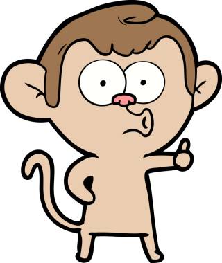 Bir insan tarafından çizilmiş korna çalan maymun.