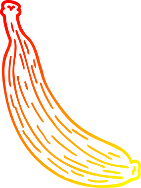 Bir insan tarafından çizilmiş sarı bir muzun sıcak çizgi çizimi
