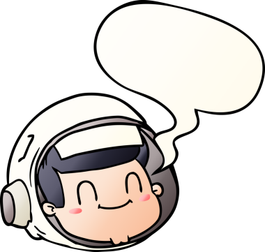 bir insan tarafından çizilmiş düzgün eğimli konuşma baloncuklu astronot yüzü