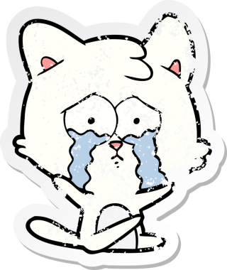 Bir insan tarafından çizilmiş karikatür bir kedinin sıkıntılı çıkartması.