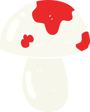 Bir insan tarafından çizilen mantarın düz renk çizimi