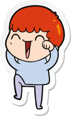 Bir insan tarafından çizilmiş mutlu bir adamın çıkartması.