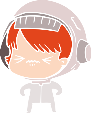 kızgın düz renkli çizgi film kızı bir insan tarafından çizilmiş.