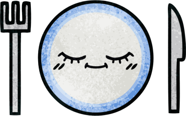 Bir insan tarafından çizilmiş yemek tabağının retro grunge deseni.