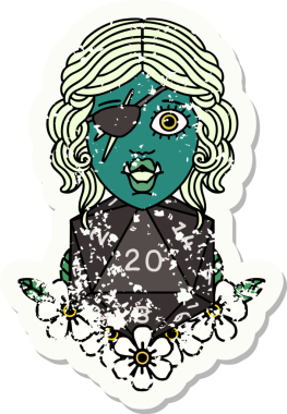 Retro Dövme Biçimi Bir insan tarafından çizilmiş 20 zarlı yarı ork