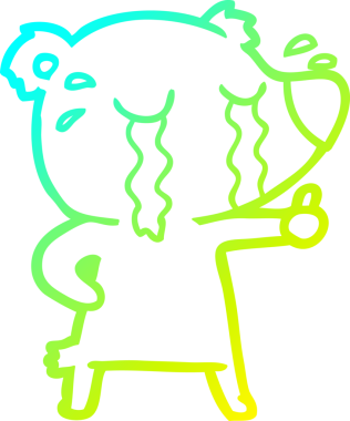 Bir insan tarafından çizilmiş ağlayan bir ayının soğuk çizgi çizimi.