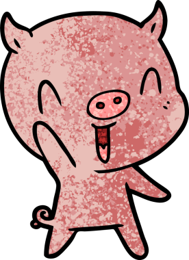 Bir insan tarafından çizilmiş mutlu çizgi film domuzu.