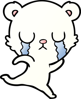 Bir insan tarafından çizilmiş üzgün küçük kutup ayısı çizgi filmi.