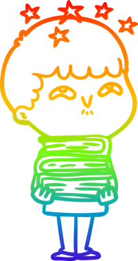 gökkuşağının gradyan çizimi bir çizgi film karakteri tarafından çizilmiş.