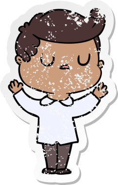 Bir insan tarafından çizilmiş, sıkıntılı bir karikatür çıkartması.