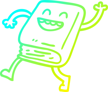 Soğuk gradyan çizgi film çizimi. Bir insan tarafından çizilen mutlu kitap.