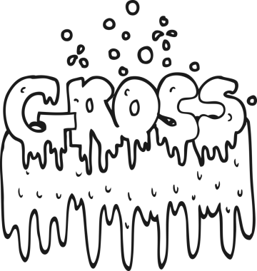 Bir insan tarafından çizilmiş siyah beyaz çizgi film iğrenç sembolü.