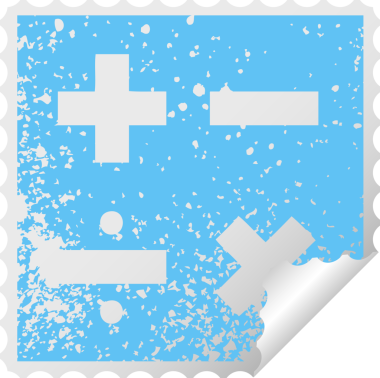 Bir insan tarafından çizilmiş matematik sembollerinin kare soyma etiketi.