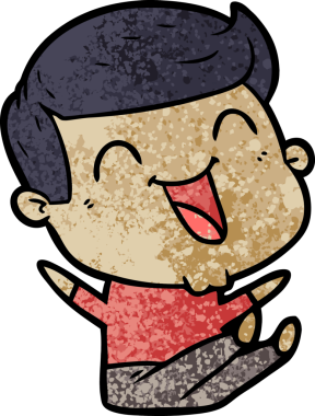 Bir insan tarafından çizilmiş gülen çizgi film adamı.