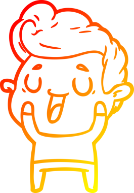 Bir insan tarafından çizilmiş mutlu bir çizgi film karakteri çizimi.