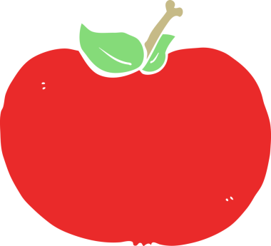 Bir insan tarafından çizilmiş düz renk çizgi film elması