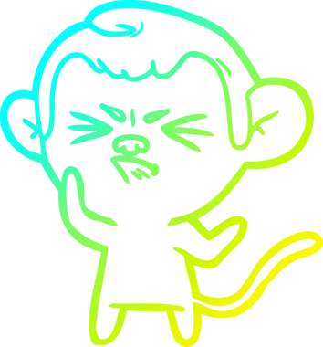 Bir insan tarafından çizilmiş, sinir bozucu bir maymunun soğuk çizgi çizimi.