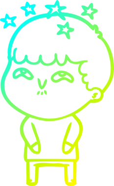 Bir çizgi film karakteri, bir insan tarafından çizilmiş soğuk gradyan çizimi.