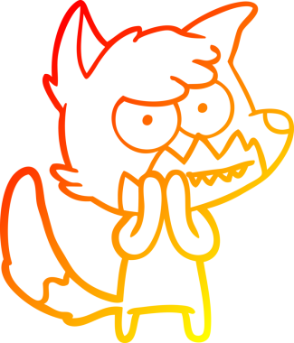 Bir insan tarafından çizilmiş sırıtan bir tilkinin sıcak çizgi çizimi