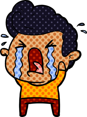 Bir insan tarafından çizilmiş ağlayan bir karikatür.