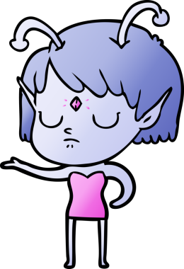 Bir insan tarafından çizilmiş uzaylı kız.