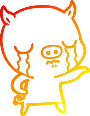 Bir insan tarafından çizilmiş, çizgi film karakteri bir domuzun sıcak çizgi çizimi.