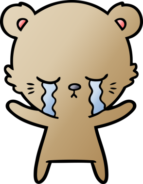 Bir insan tarafından çizilmiş ağlayan ayı karikatürü.