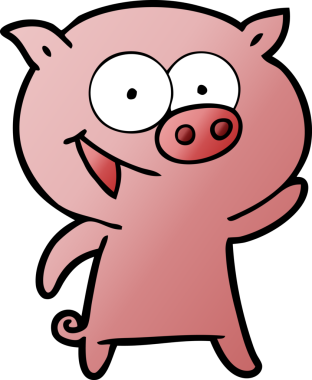 Bir insan tarafından çizilmiş neşeli domuz çizgi filmi.