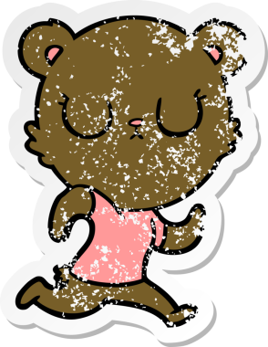 Bir insan tarafından çizilmiş barışçıl bir ayının sıkıntılı çıkartması.