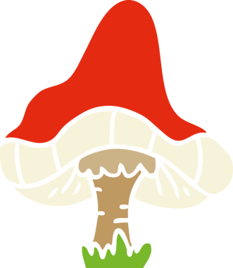 Bir insan tarafından çizilmiş tek bir mantarın el çizimi karikatürü.