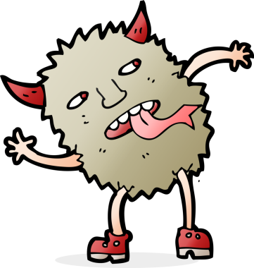 Bir insan tarafından çizilmiş komik çizgi film canavarı.