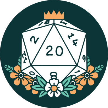 Bir insan tarafından çizilmiş bir d20 'nin ikonik dövme şekli