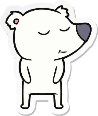 Bir insan tarafından çizilmiş mutlu bir kutup ayısının çıkartması.