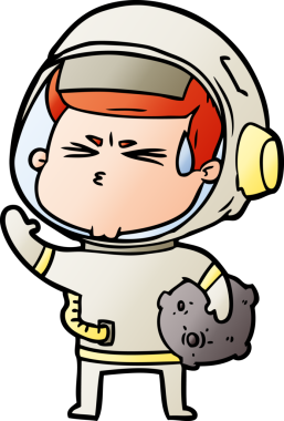 Çizgi film bir insan tarafından çizilmiş astronot.