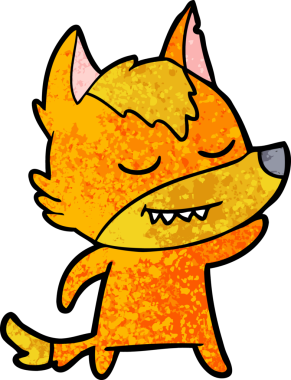 Bir insan tarafından çizilmiş tilki çizgi film karakteri